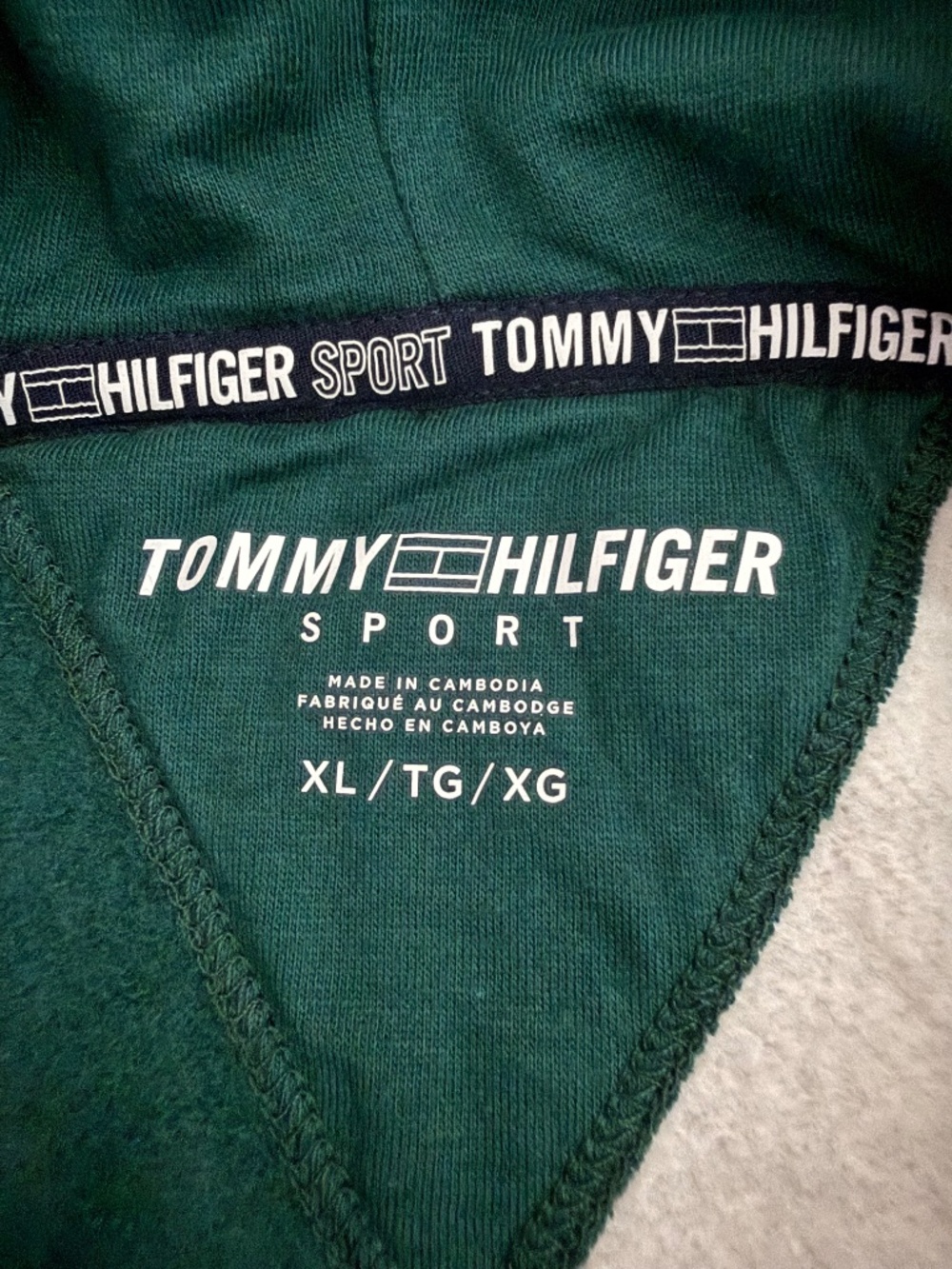 Tommy Hilfiger Sport Colorblock Hoodie Sweatshirt Green Gray XL NWOT - Picture 10 of 16